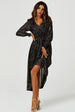 Gold Stripe Foil Long Sleeve Maxi Dress In Black by FS Collection