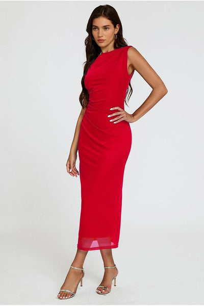 Mesh Maxi Dress In Red by FS Collection