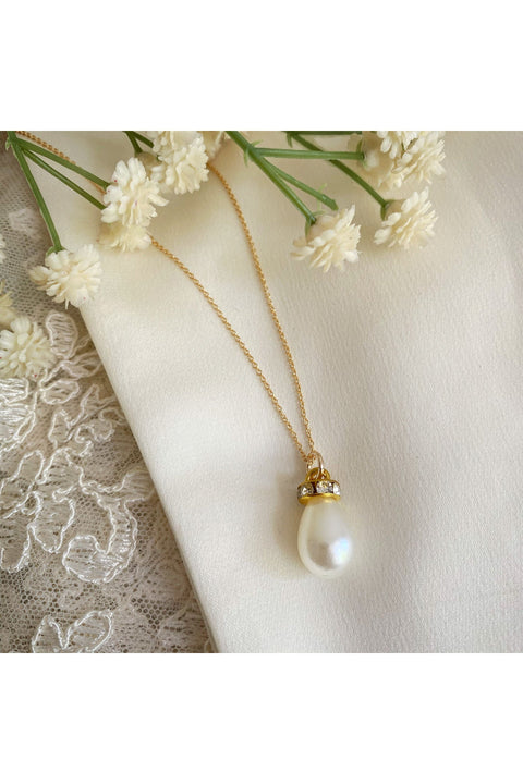 Faux Pearl Teardrop Necklace PEARLNL02