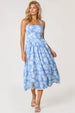 Blue Floral Halterneck Midi Dress by Aftershock London