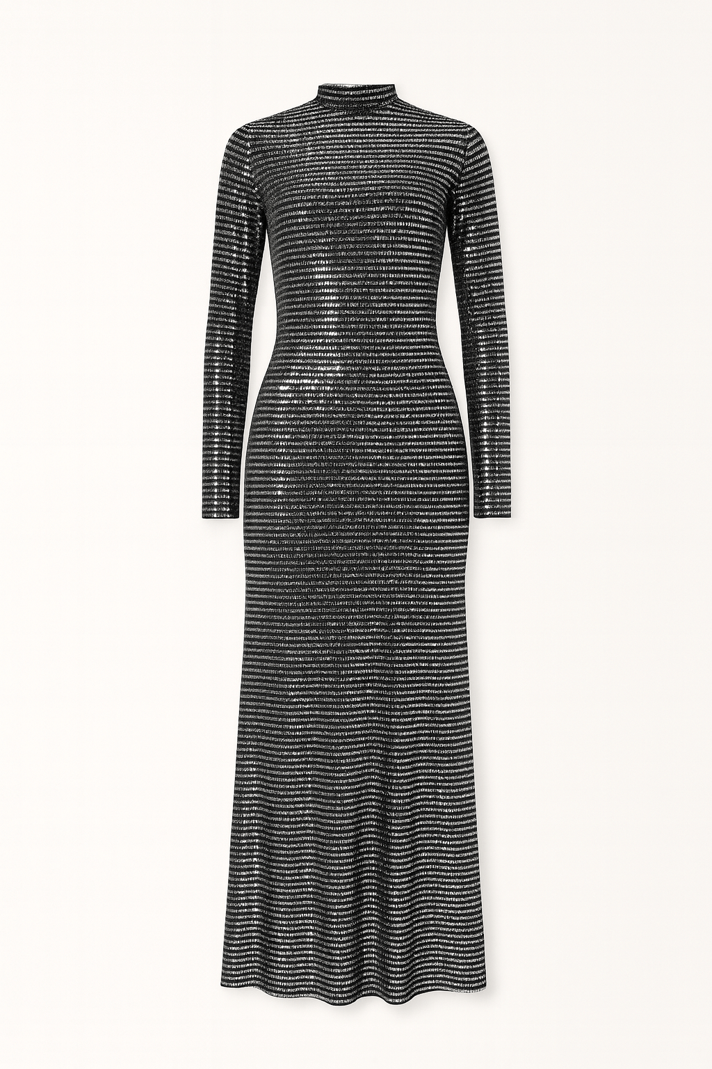Metallic Sequin Full-Length Silhouette Fit Maxi Dress AV-IMD2607BLK