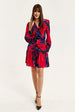 Floral Print Red Mini Dress With Long Sleeves by Liquorish