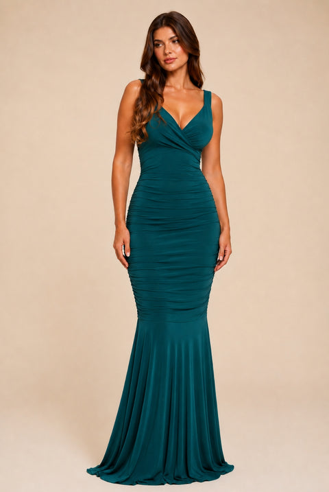Gabby Green Fishtail Bridesmaids Maxi Dress by Honor Gold