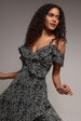 Spaghetti Strap Polka Dot Wrap Midi Dress - Black White by Goddiva