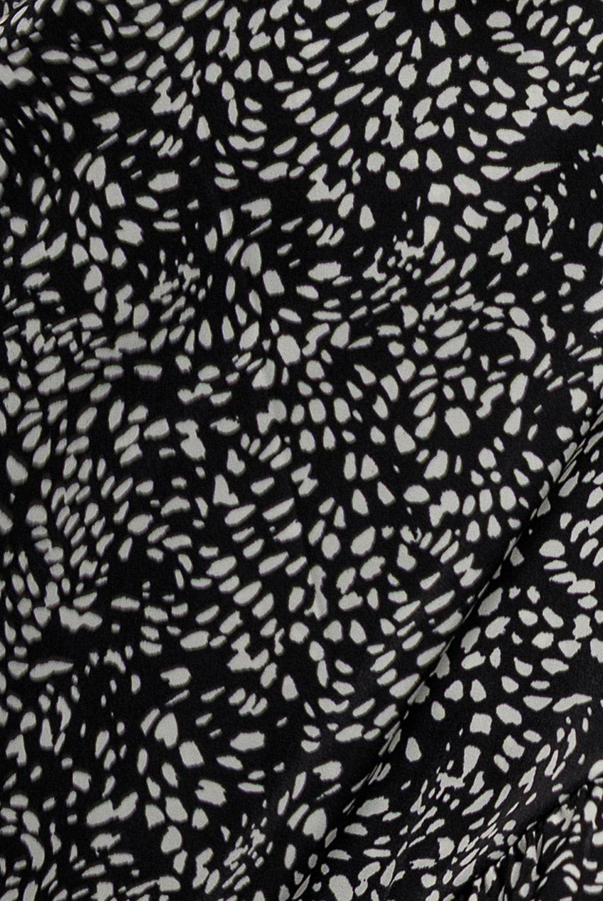 Spaghetti Strap Polka Dot Wrap Midi Dress - Black White GCD2236