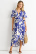 Viscose Floral Wrap Midi Dress by Gini London