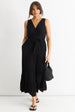 Black Viscose Wrap Tiered Maxi Dress by Gini London