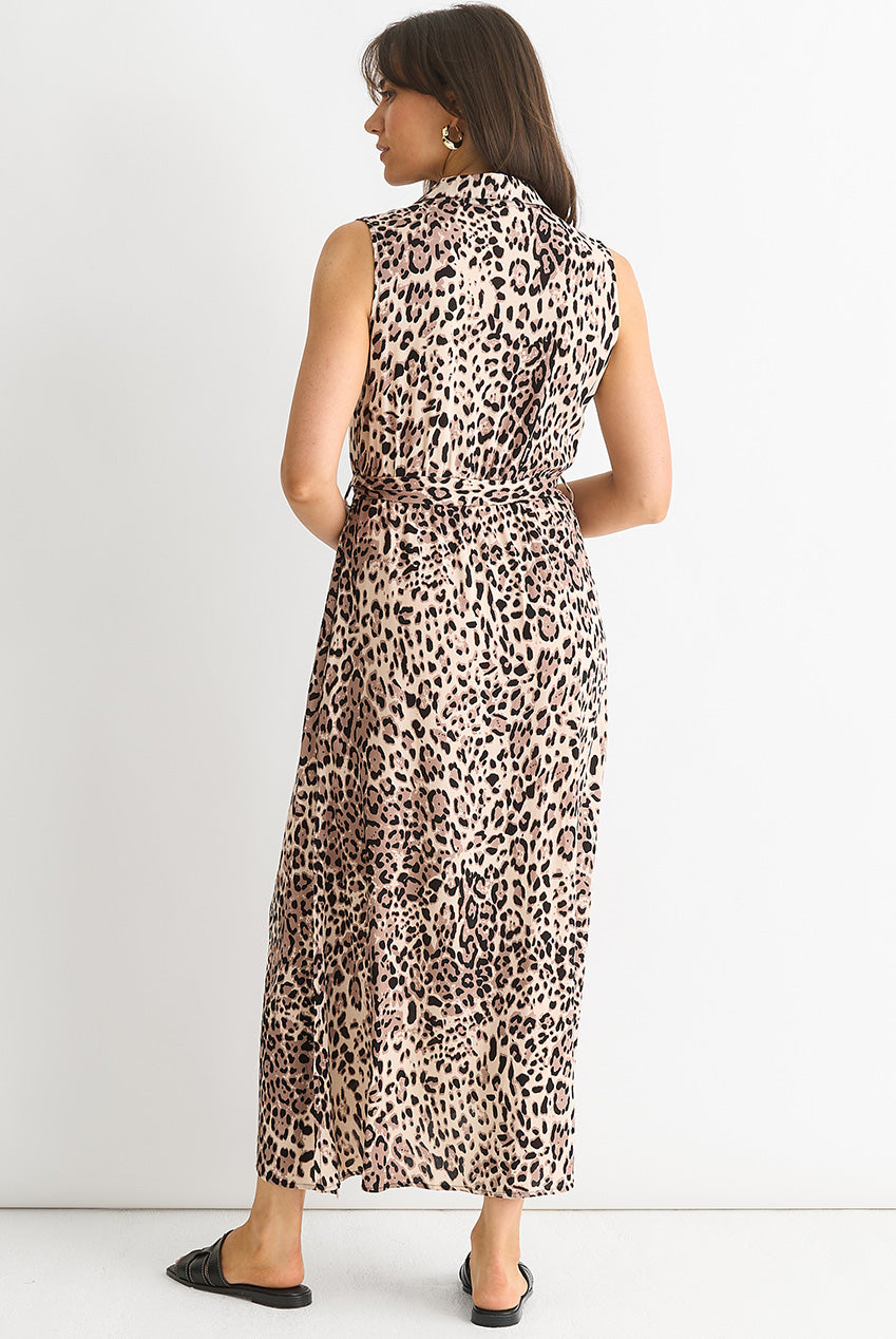 Animal Print Pocket Detail Shirt Dress GL1255