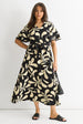 Floral V Neck Elasticated Waist Midi Dress by Gini London