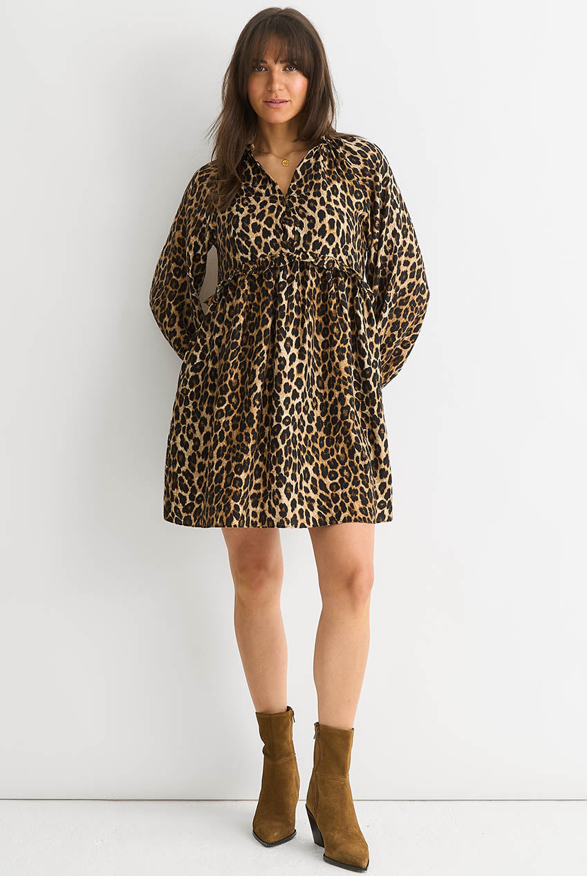 Brown Animal Smock Mini Dress GL1271