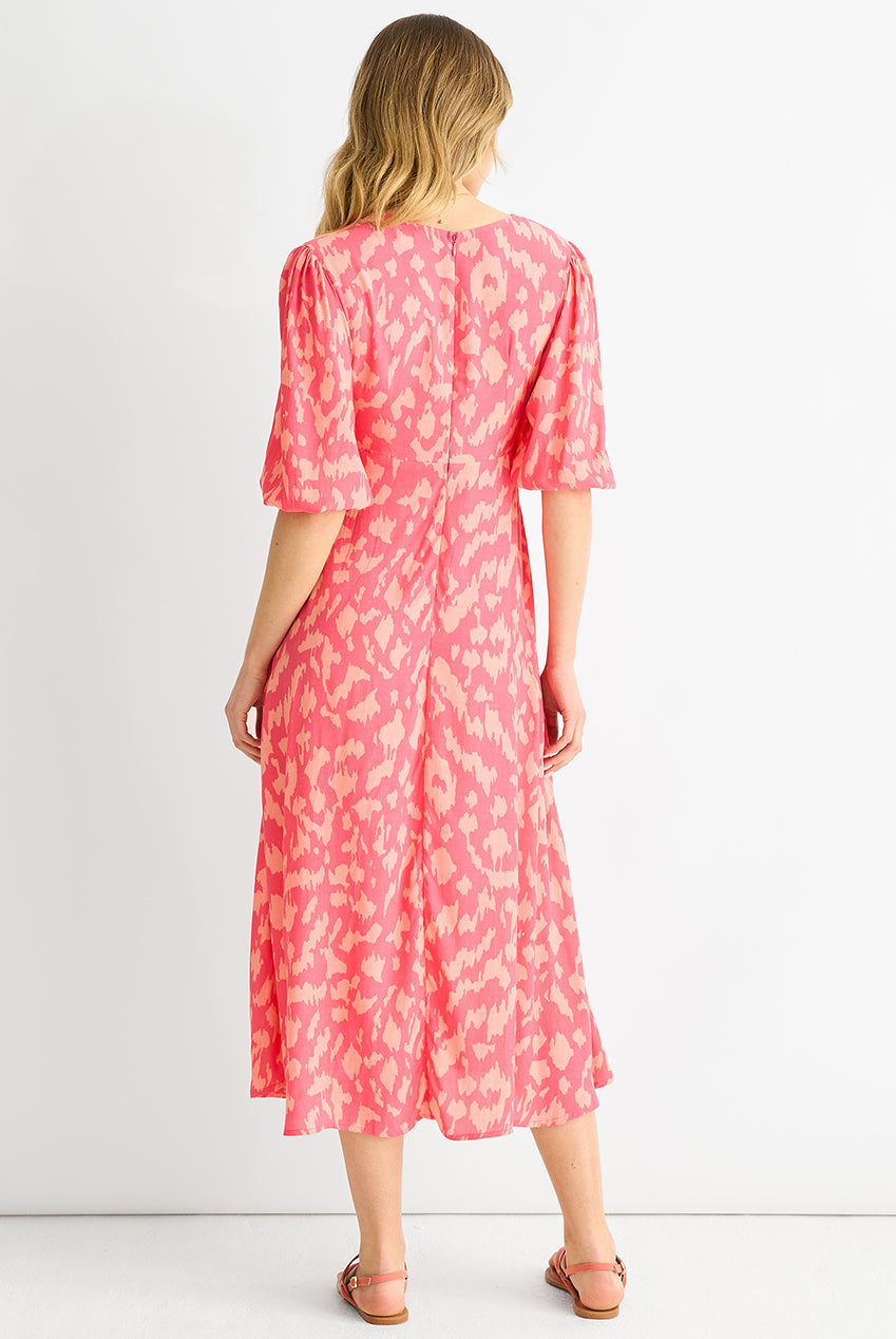 Pink Animal Print Viscose Midi Dress GL1361