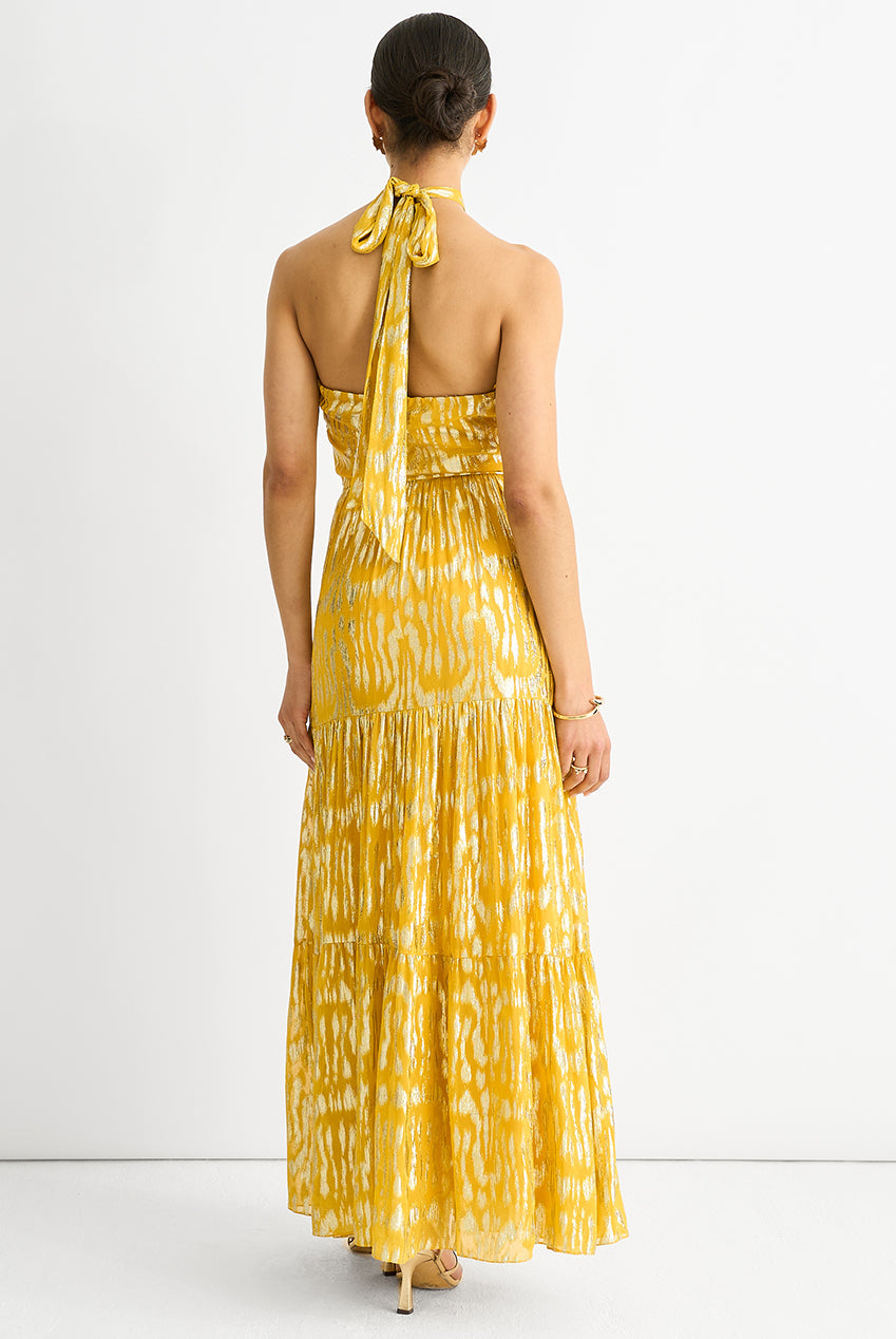 Animal Jacquard Halter Neck Maxi Dress GL1412