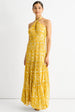 Animal Jacquard Halter Neck Maxi Dress by Gini London