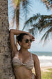 Tan Textured Twisted Stripe Bikini Top by Gini London