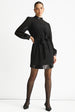 Black Sequin Trim High Neck Belted Mini Dress by Gini London
