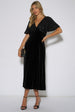 Black Sequin Top Premium Velvet Occasion Midi Dress by Gini London