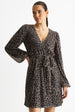 Black Animal Sequin Wrap Elasticated Waist Mini Dress by Gini London