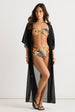 Black Flowy Open Front Beach Cover Kimono by Gini London