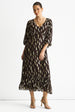 Chocolate Viscose Clipped Balloon Sleeve Maxi Dress by Gini London