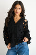 Black Hollow Chunky Knit Cardigan by Gini London