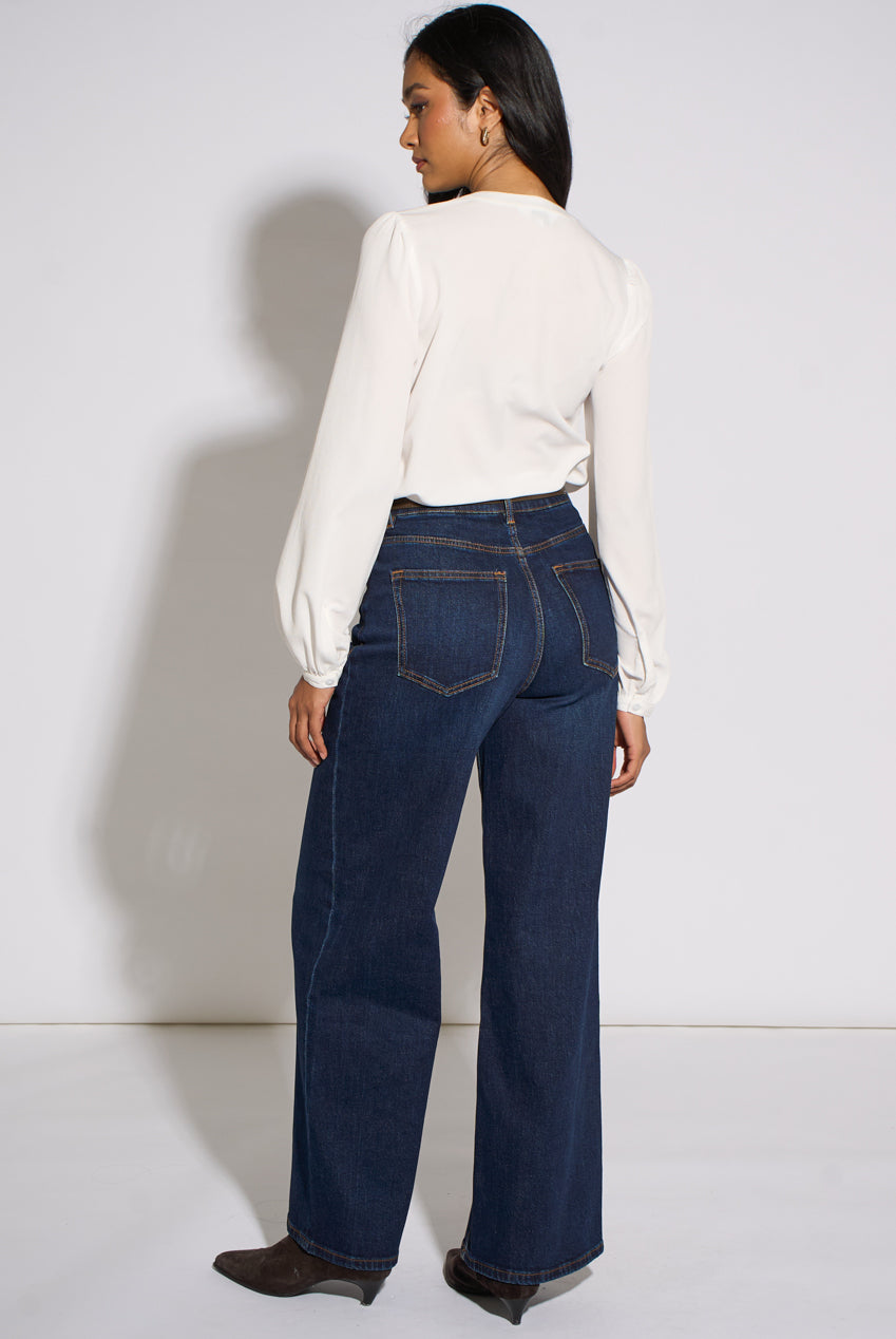 Blue Mid Rise Wide Leg Jeans GL1780