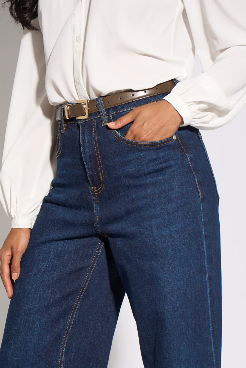 Blue Mid Rise Wide Leg Jeans GL1780