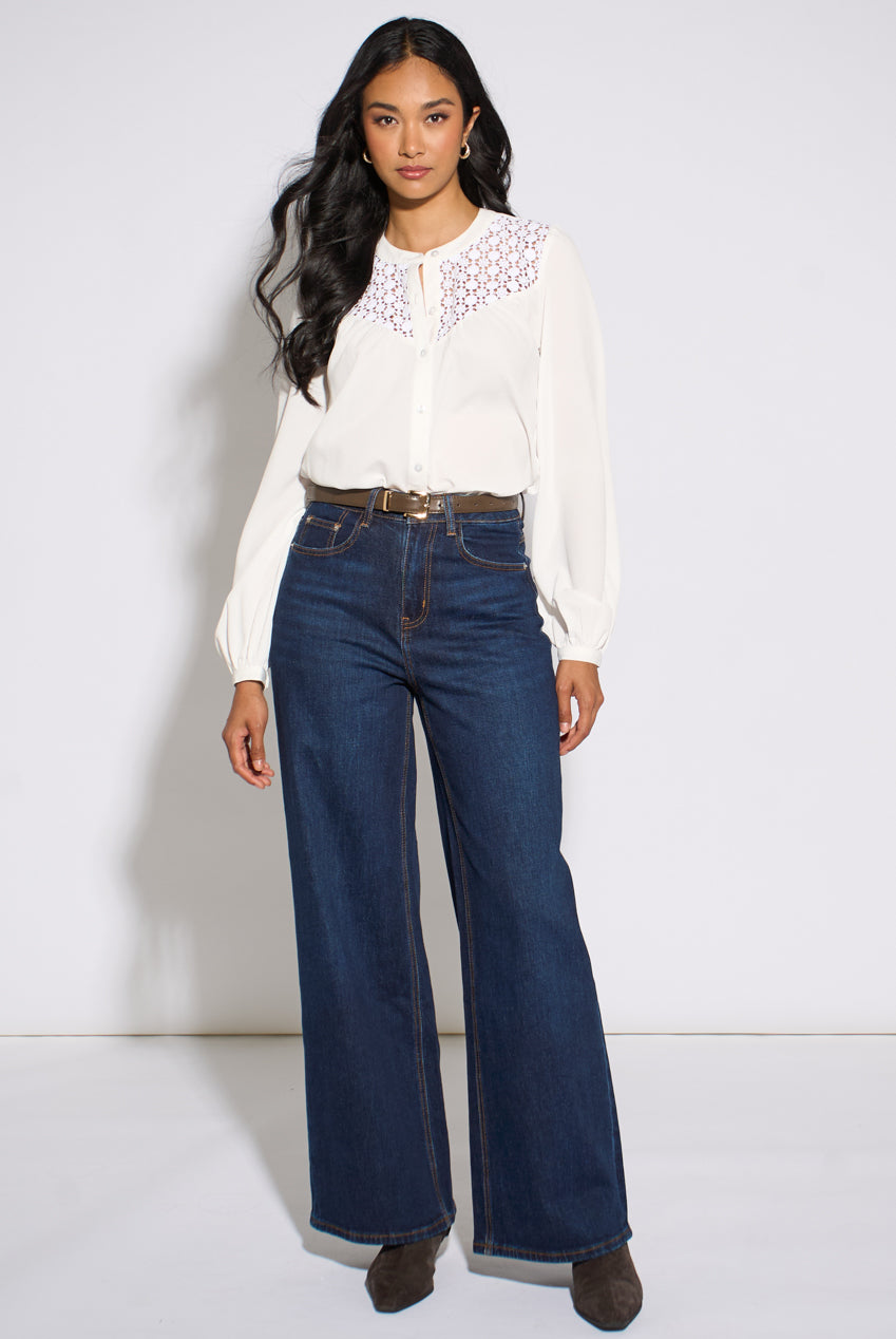 Blue Mid Rise Wide Leg Jeans GL1780