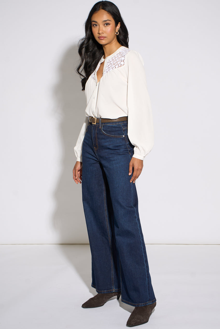Blue Mid Rise Wide Leg Jeans GL1780