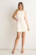 Cream Boucle Button Through Mini Dress by Gini London