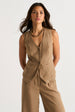 Camel Button Through Tailored Waistcoat by Gini London
