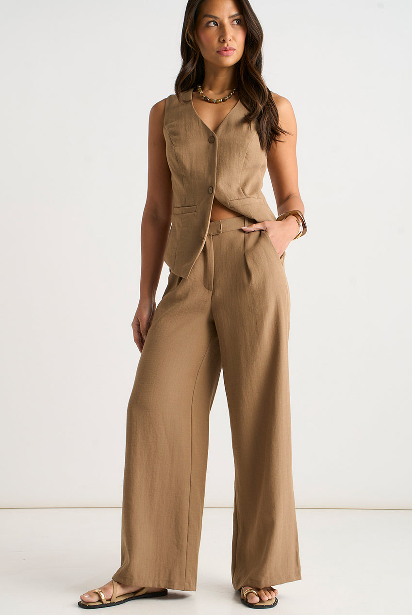 Camel Tailored Wide Leg Trousers GL2014B