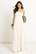 White Cotton Shirred Strappy Flare Maxi Dress by Gini London