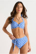 Blue Chain Print Twist Front Bikini Top by Gini London