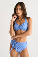 Blue Chain Print Tie Front Bikini Bottom by Gini London