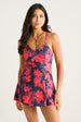 Red Floral Print Strappy Skirted Swimsuit by Gini London