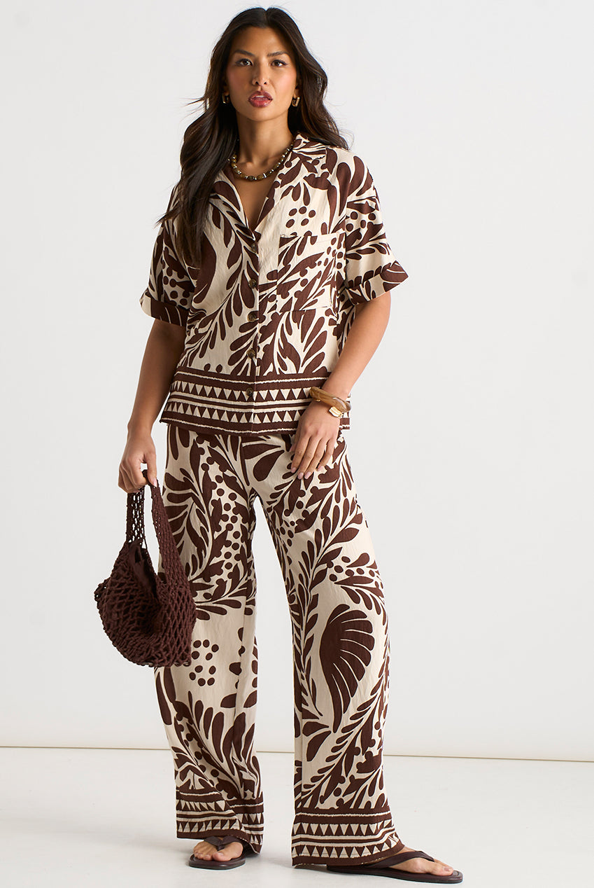 Chocolate Border Print Resort Shirt GL2080
