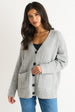 Grey Textured Knit Long Sleeve Pocket Cardigan by Gini London