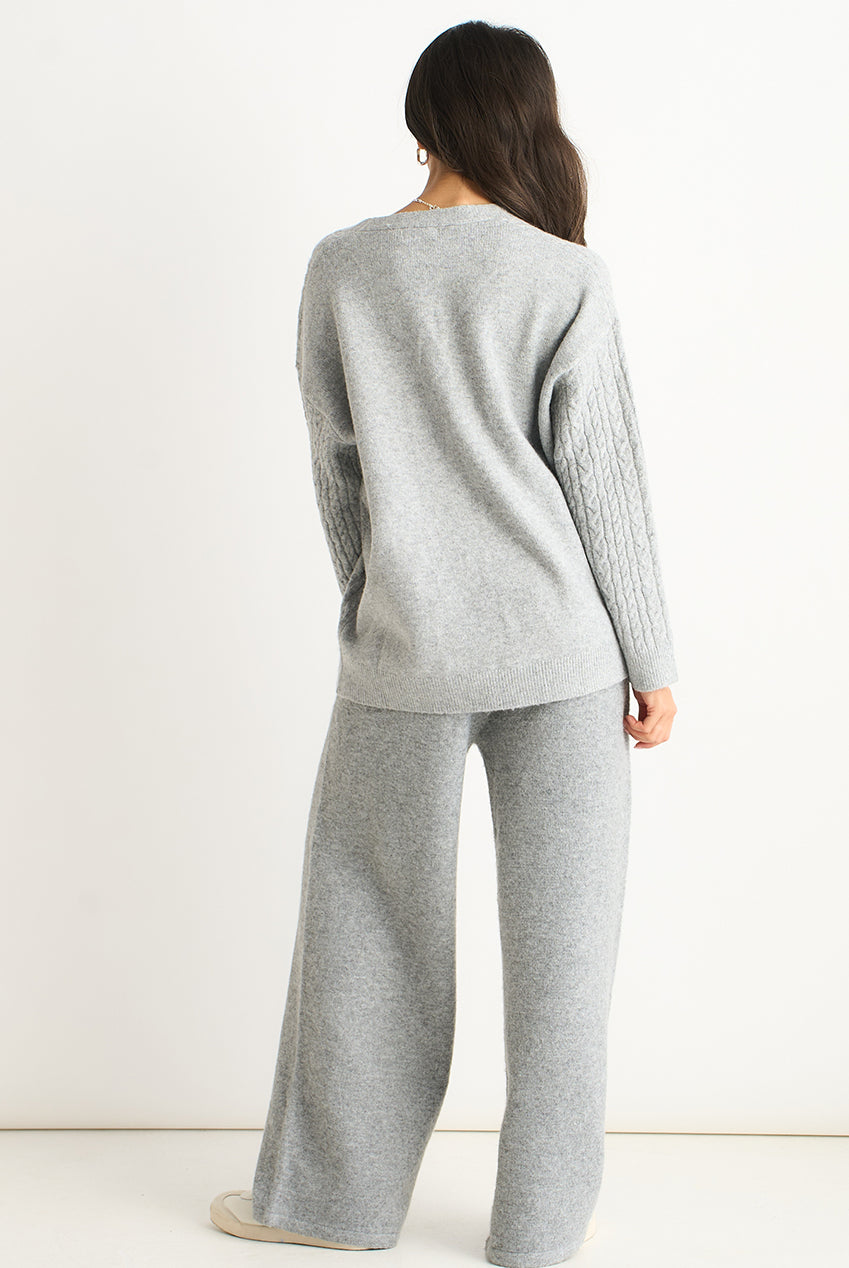 Grey Textured Knit Long Sleeve Pocket Cardigan GL2085A