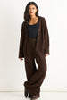Brown Soft Knit Pull On Wide-Leg Trousers by Gini London