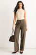 Olive Drawstring Tailored Trousers by Gini London