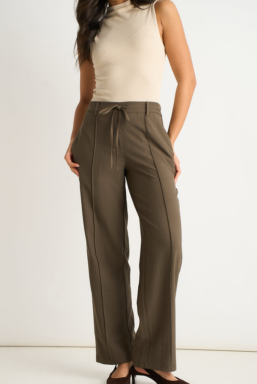 Olive Drawstring Tailored Trousers GL2097