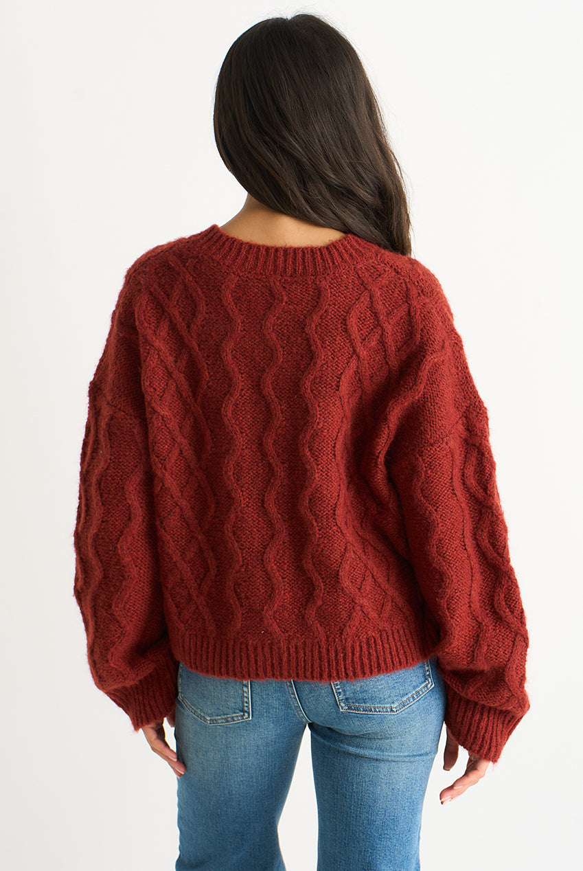 Rust Cable Knit Cardigan GL2101