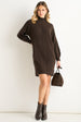 Brown Crew Neck Knitted Shift Dress by Gini London