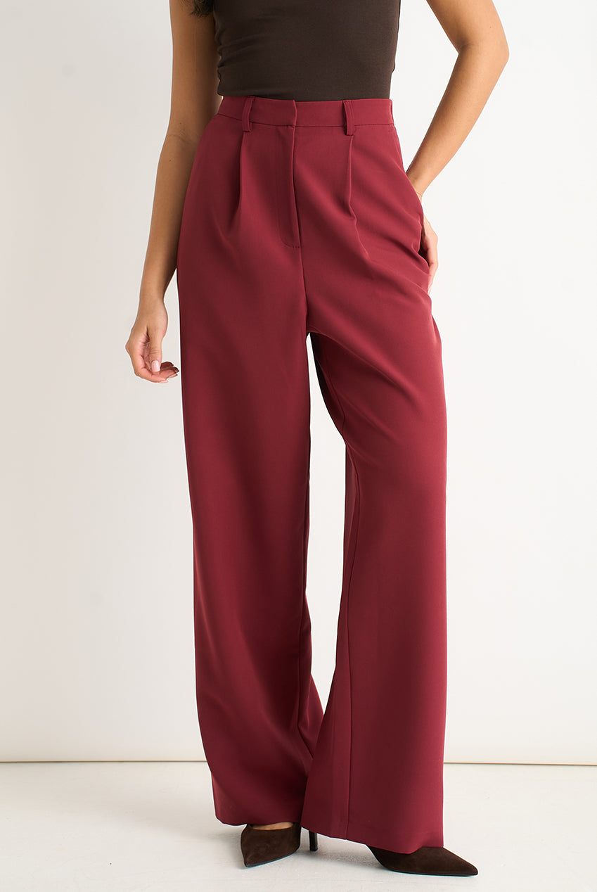 Rust Wide Leg Pleat Tailoring Trouser GL2106