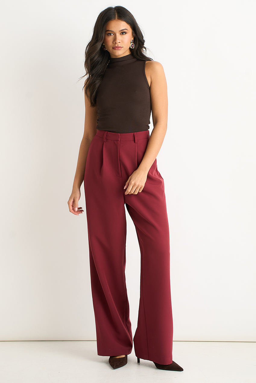 Rust Wide Leg Pleat Tailoring Trouser GL2106