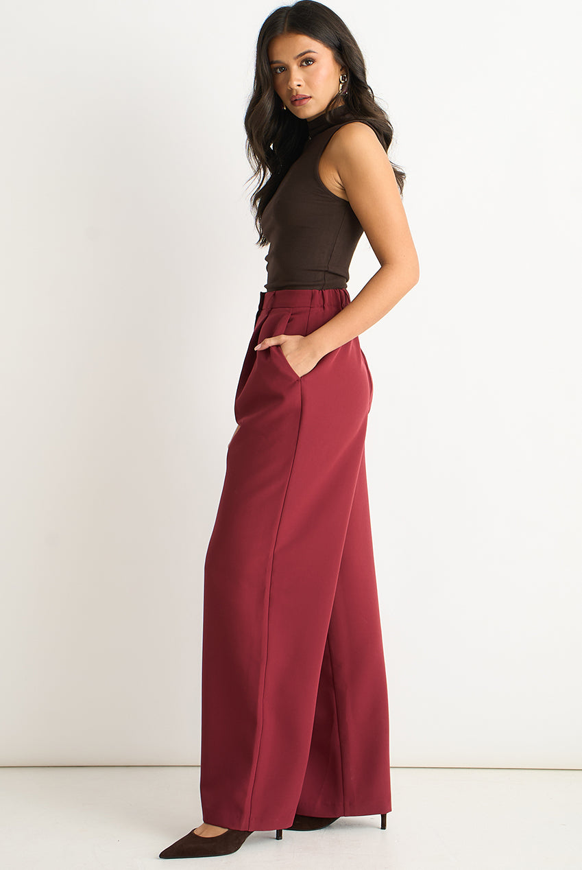 Rust Wide Leg Pleat Tailoring Trouser GL2106