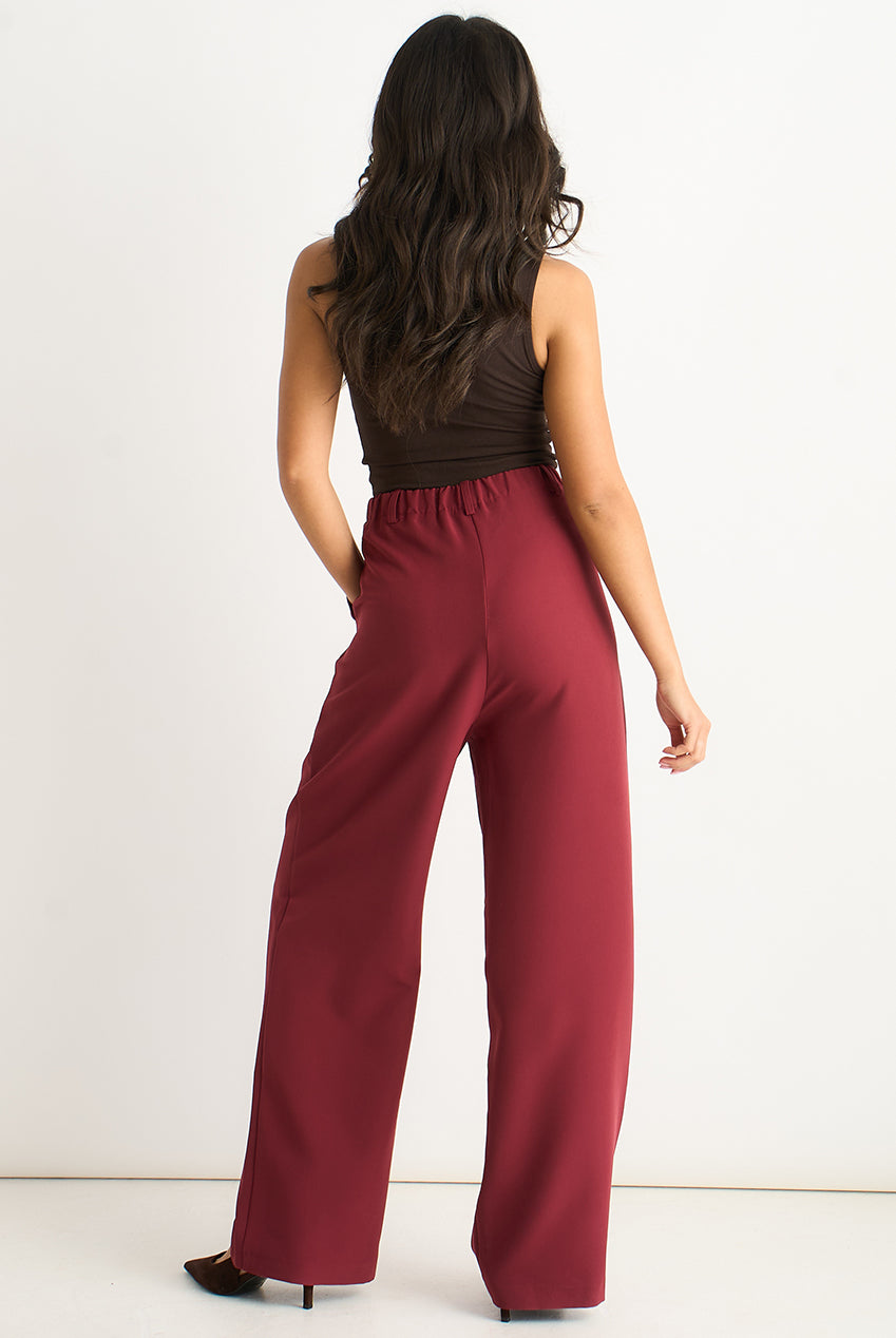 Rust Wide Leg Pleat Tailoring Trouser GL2106