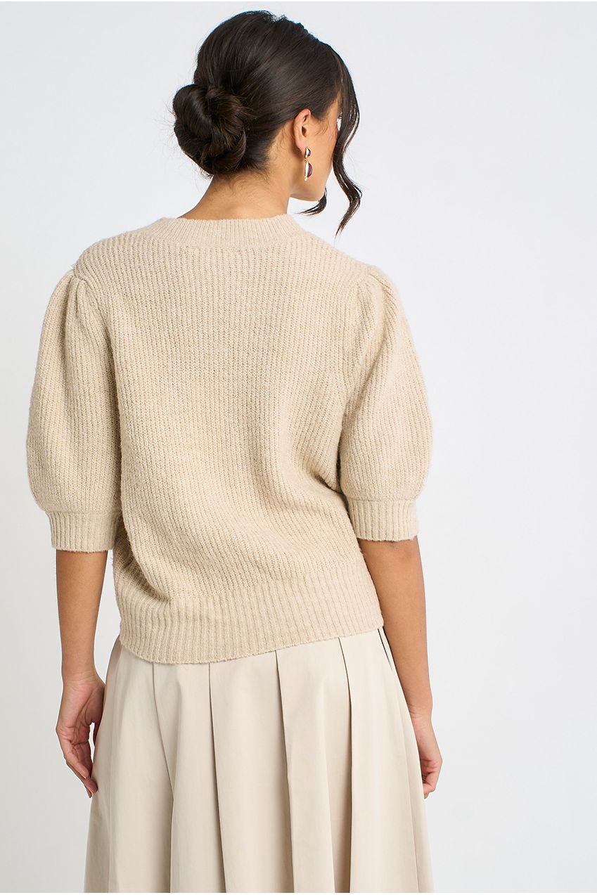 Mocha Chiffon Bow Knitted Jumper GL2108