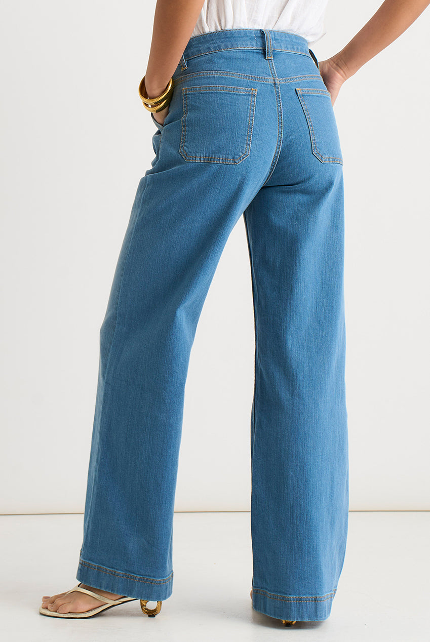 Blue Pleat Wide Leg Jean GL2124