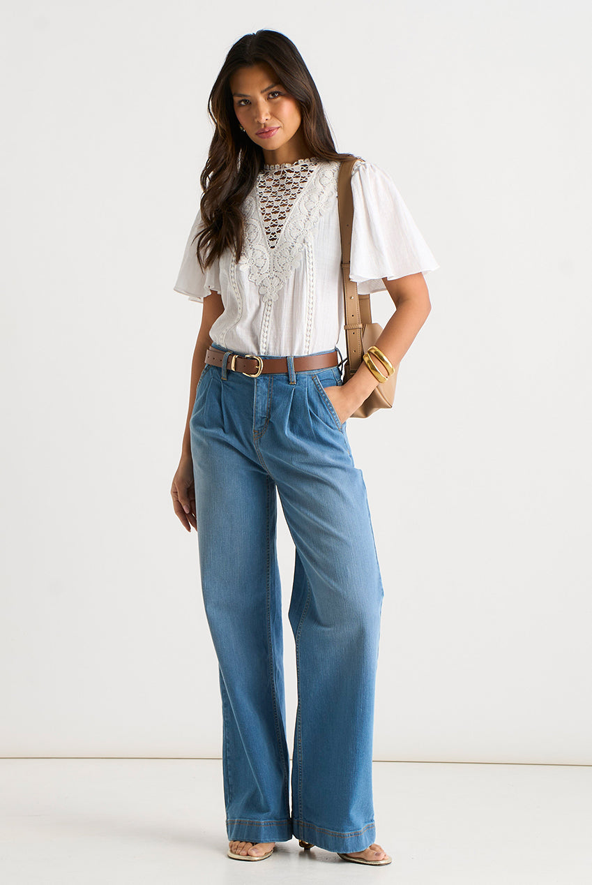 Blue Pleat Wide Leg Jean GL2124